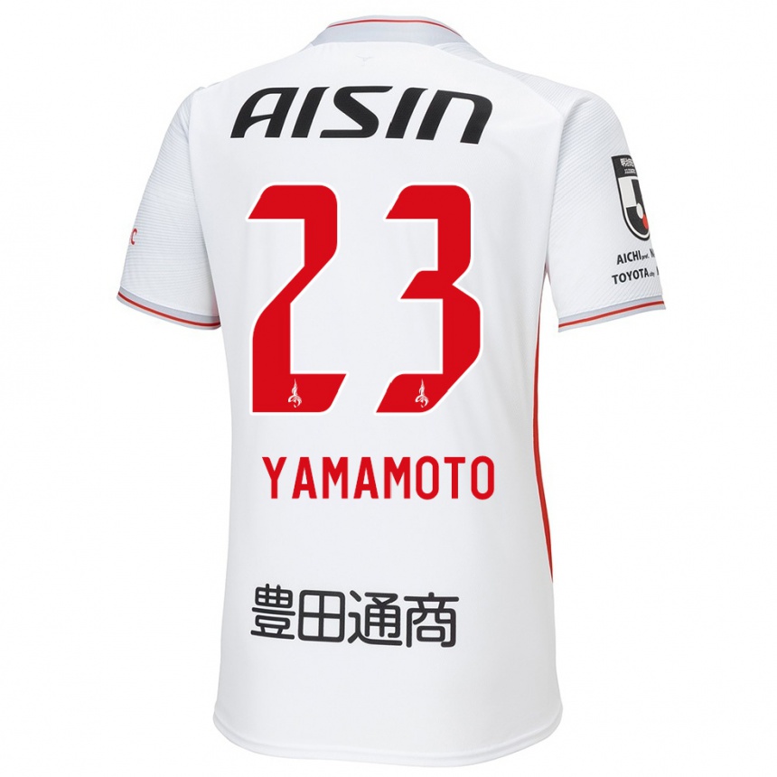 Kids Football Haruki Yamamoto #23 White Yellow Red Away Jersey 2024/25 T-Shirt Nz