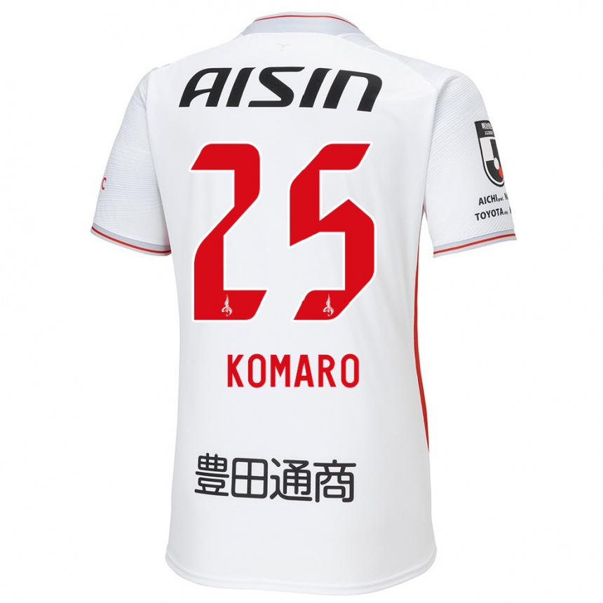 Kids Football Shuta Komaro #25 White Yellow Red Away Jersey 2024/25 T-Shirt Nz