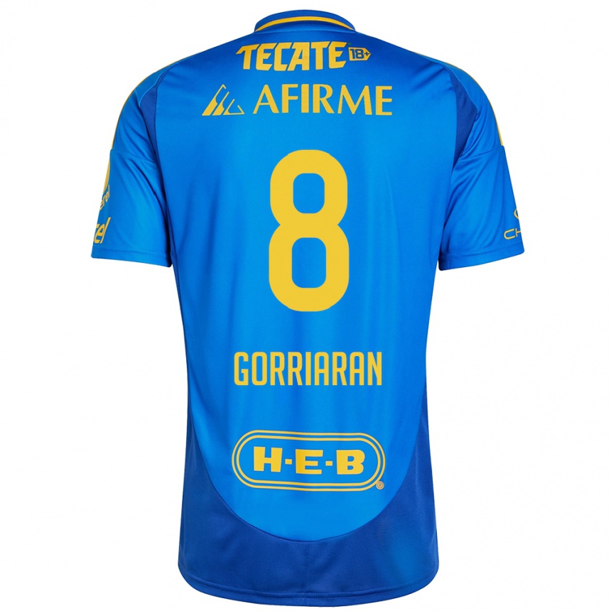 Kids Football Fernando Gorriarán #8 Blue Yellow Away Jersey 2024/25 T-Shirt Nz