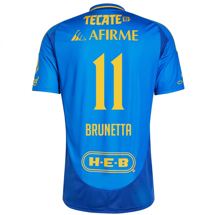 Kids Football Juan Brunetta #11 Blue Yellow Away Jersey 2024/25 T-Shirt Nz