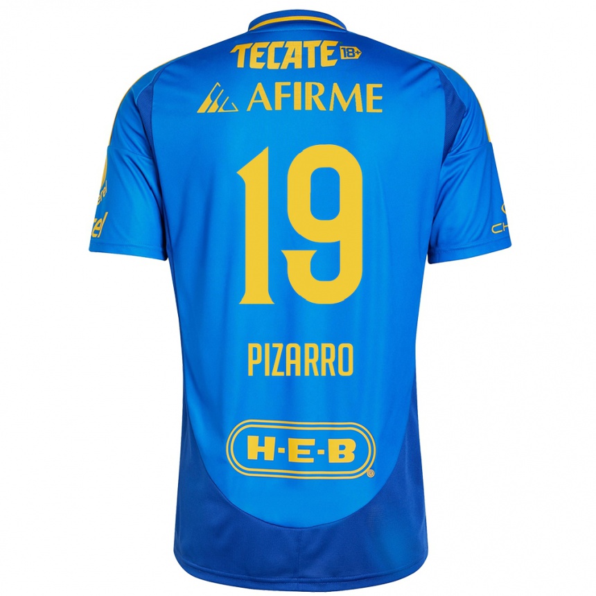 Kids Football Guido Pizarro #19 Blue Yellow Away Jersey 2024/25 T-Shirt Nz