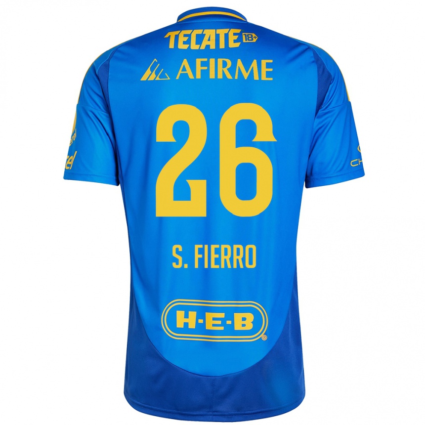 Kids Football Sebastián Fierro #26 Blue Yellow Away Jersey 2024/25 T-Shirt Nz