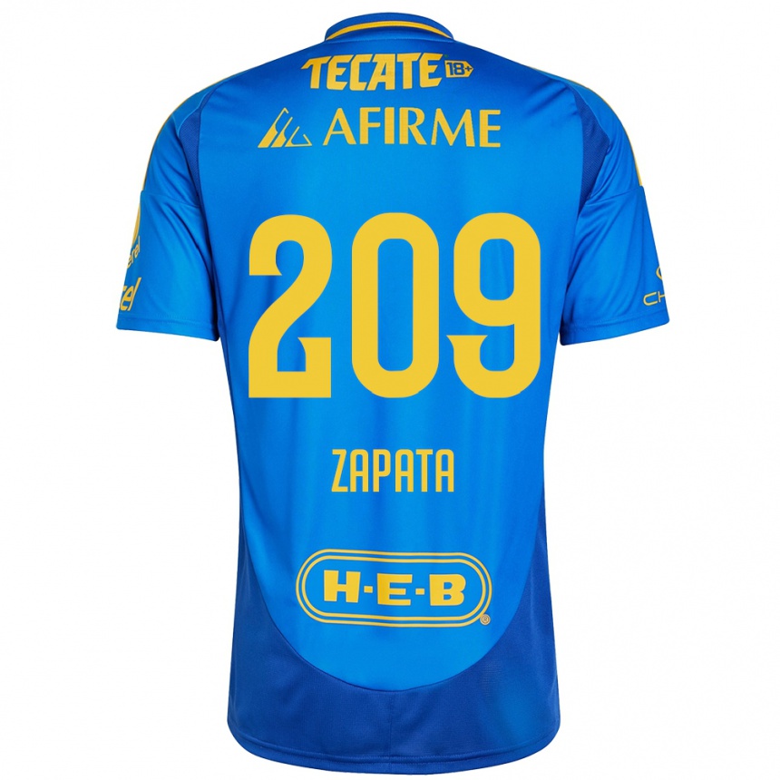 Kids Football Jorge Zapata #209 Blue Yellow Away Jersey 2024/25 T-Shirt Nz