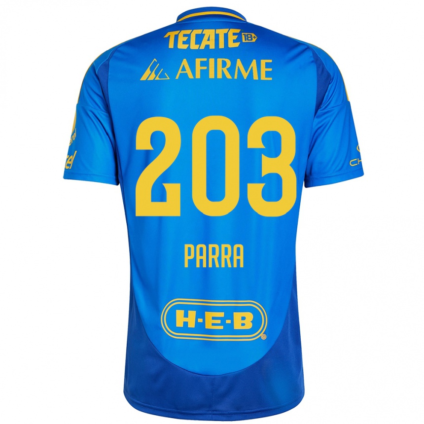 Kids Football Bernardo Parra #203 Blue Yellow Away Jersey 2024/25 T-Shirt Nz