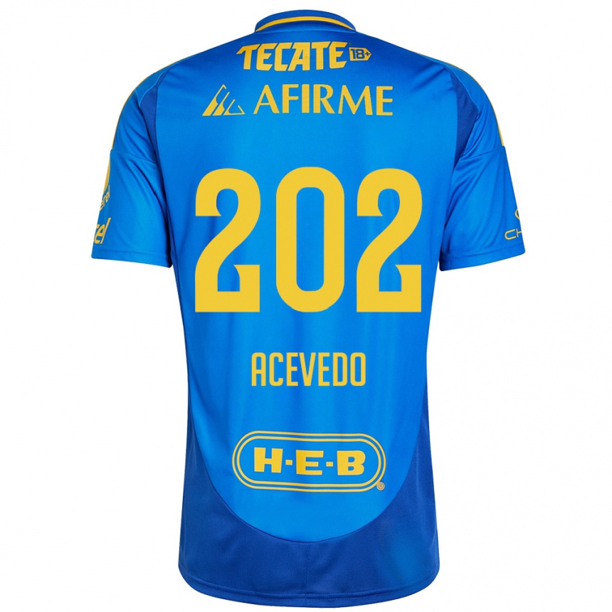 Kids Football José Acevedo #202 Blue Yellow Away Jersey 2024/25 T-Shirt Nz