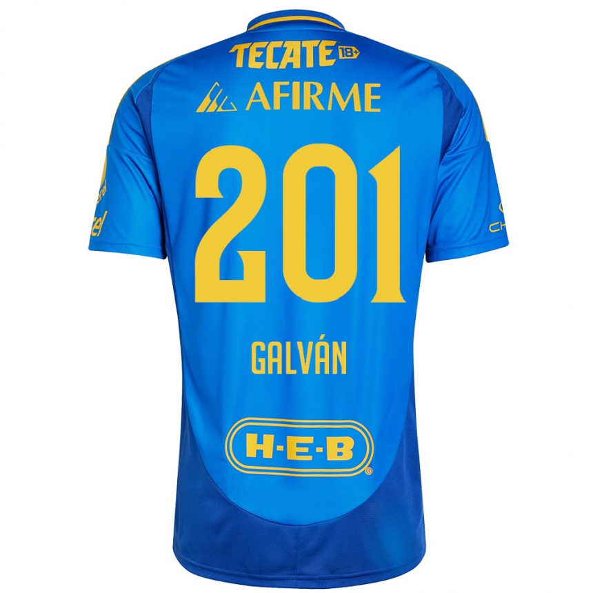 Kids Football Isac Galván #201 Blue Yellow Away Jersey 2024/25 T-Shirt Nz