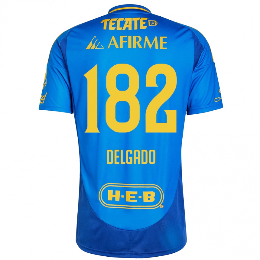 Kids Football Arturo Delgado #182 Blue Yellow Away Jersey 2024/25 T-Shirt Nz