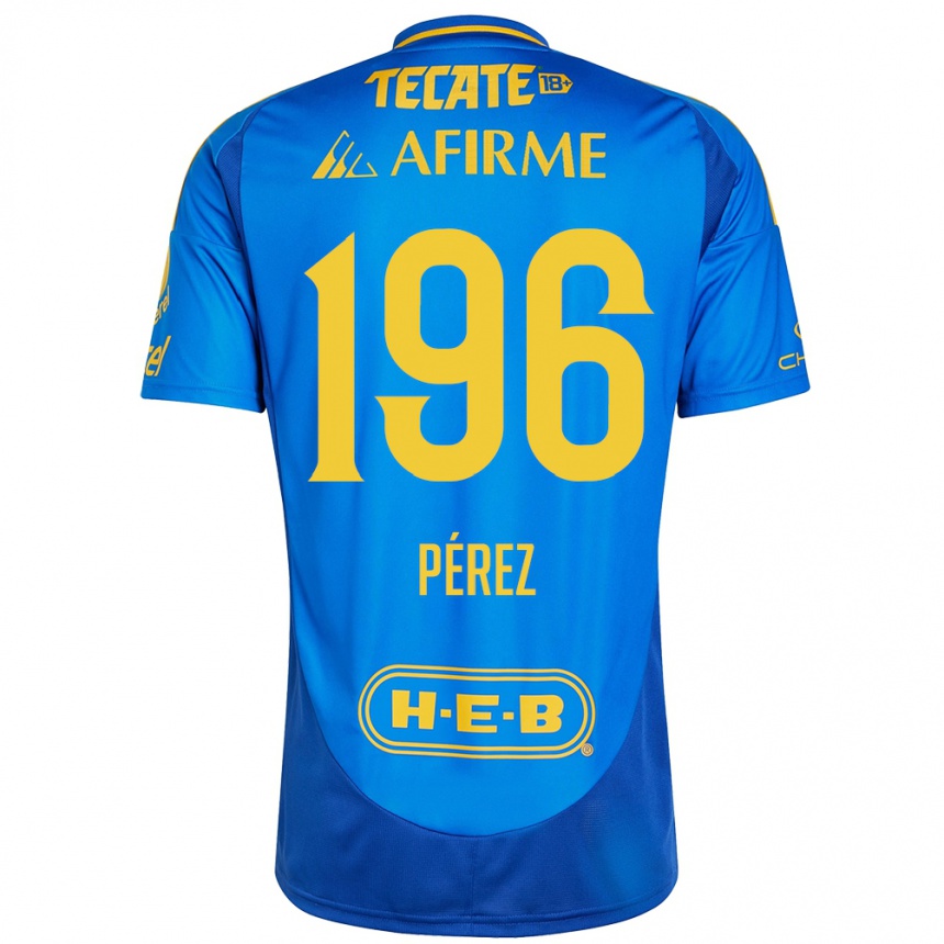 Kids Football Axel Pérez #196 Blue Yellow Away Jersey 2024/25 T-Shirt Nz