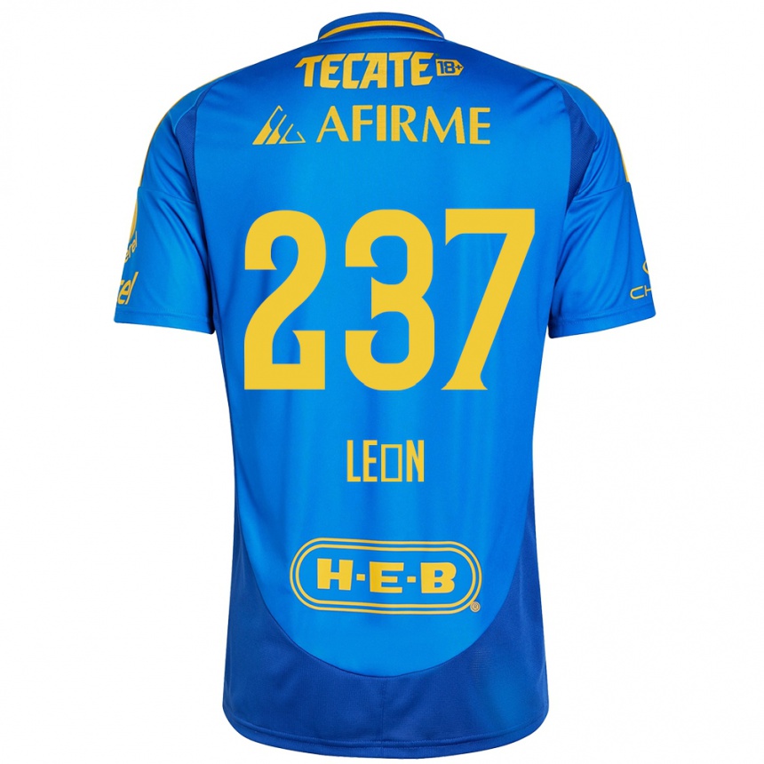 Kids Football Gabriel León #237 Blue Yellow Away Jersey 2024/25 T-Shirt Nz