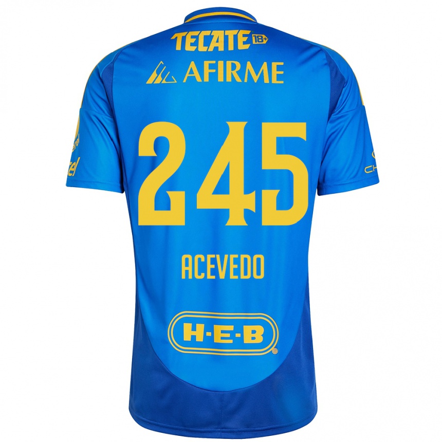 Kids Football Kevin Acevedo #245 Blue Yellow Away Jersey 2024/25 T-Shirt Nz