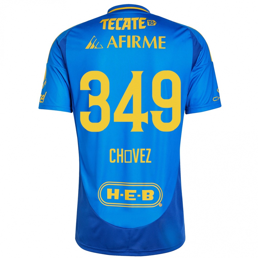 Kids Football Jorge Chávez #349 Blue Yellow Away Jersey 2024/25 T-Shirt Nz