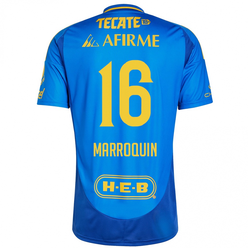 Kids Football Ammanda Marroquin #16 Blue Yellow Away Jersey 2024/25 T-Shirt Nz