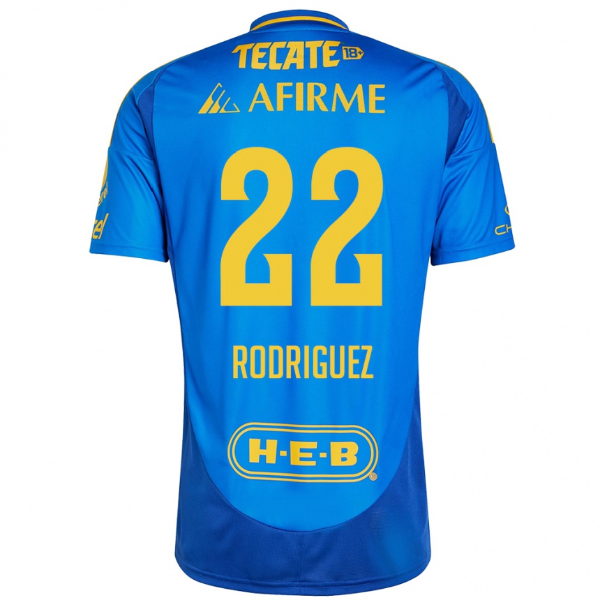 Kids Football Anika Rodriguez #22 Blue Yellow Away Jersey 2024/25 T-Shirt Nz