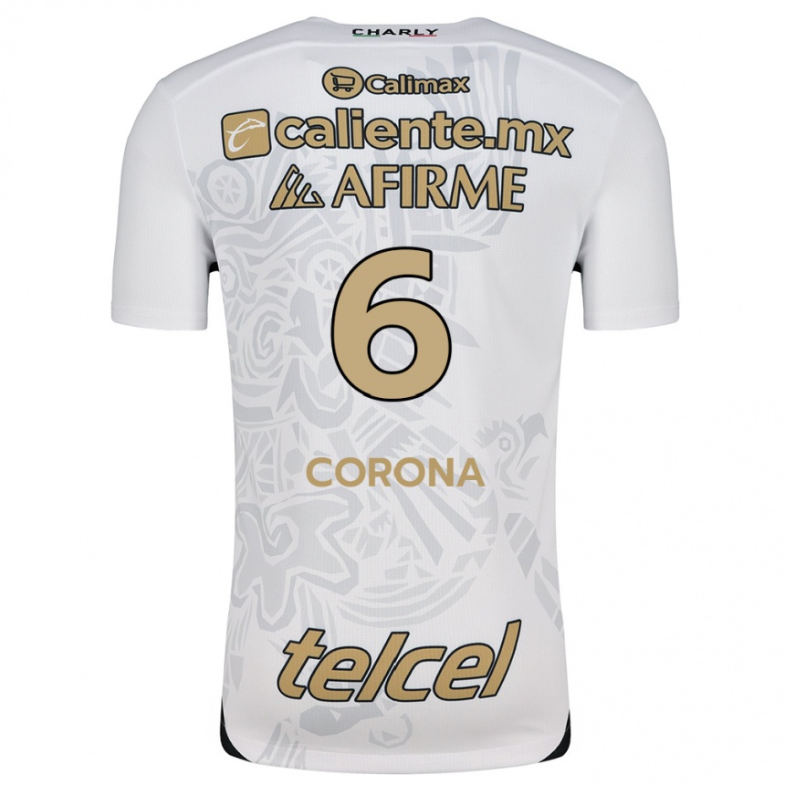 Kids Football Joe Corona #6 White Black Away Jersey 2024/25 T-Shirt Nz