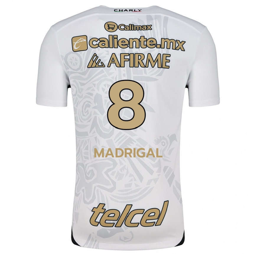 Kids Football Fernando Madrigal #8 White Black Away Jersey 2024/25 T-Shirt Nz