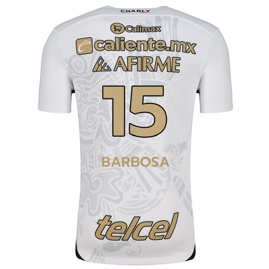 Kids Football Diego Barbosa #15 White Black Away Jersey 2024/25 T-Shirt Nz