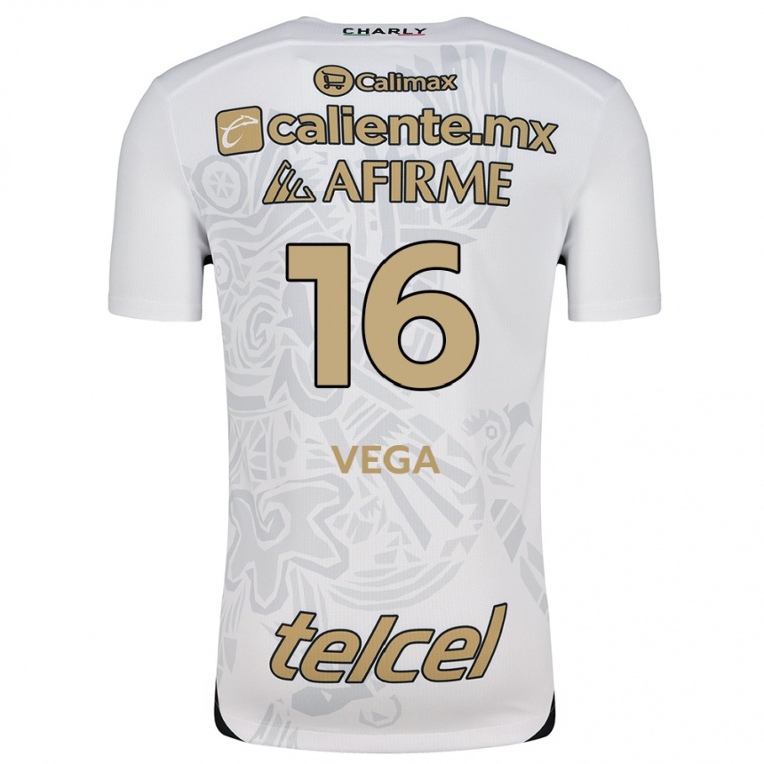 Kids Football Jesús Vega #16 White Black Away Jersey 2024/25 T-Shirt Nz