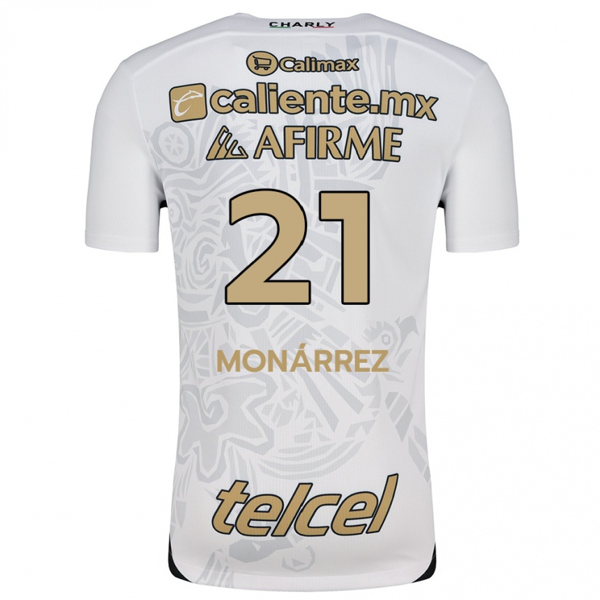 Kids Football Fernando Monárrez #21 White Black Away Jersey 2024/25 T-Shirt Nz