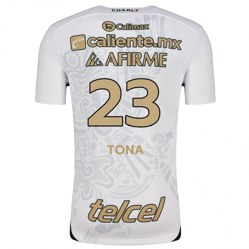 Kids Football Iván Tona #23 White Black Away Jersey 2024/25 T-Shirt Nz