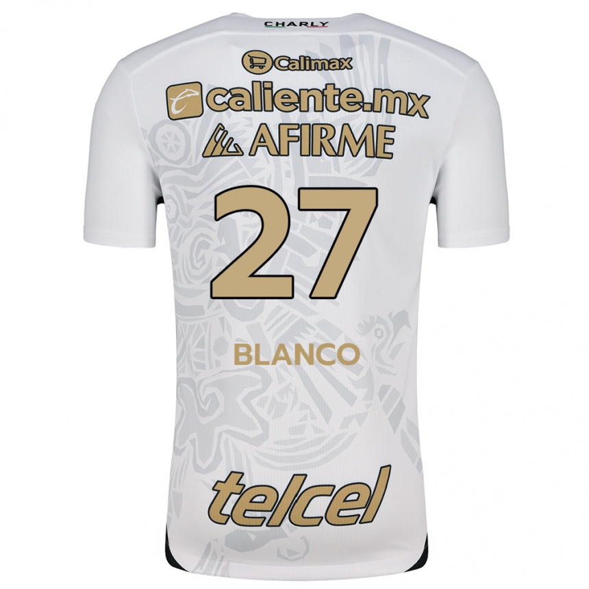 Kids Football Domingo Blanco #27 White Black Away Jersey 2024/25 T-Shirt Nz