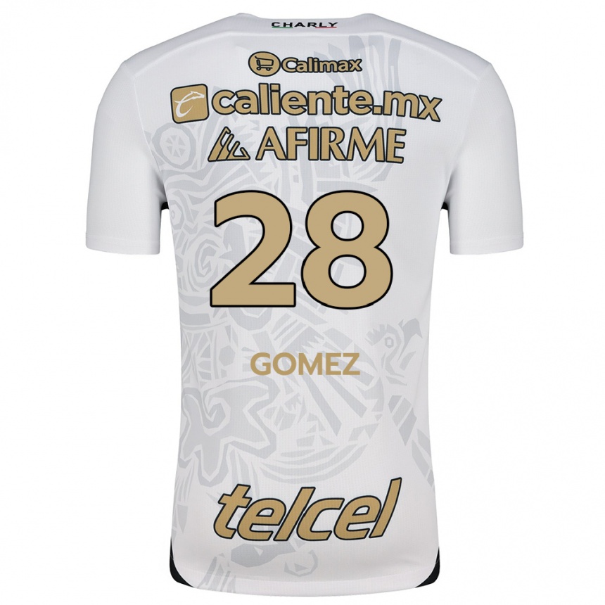 Kids Football Alejandro Gómez #28 White Black Away Jersey 2024/25 T-Shirt Nz