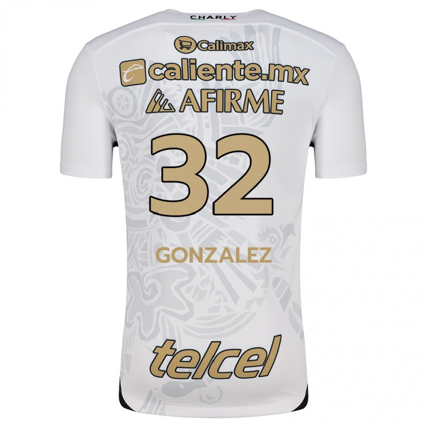 Kids Football Carlos González #32 White Black Away Jersey 2024/25 T-Shirt Nz