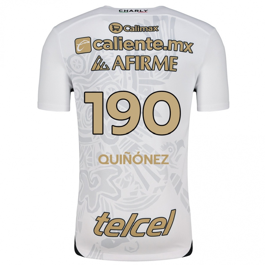 Kids Football Martín Quiñónez #190 White Black Away Jersey 2024/25 T-Shirt Nz