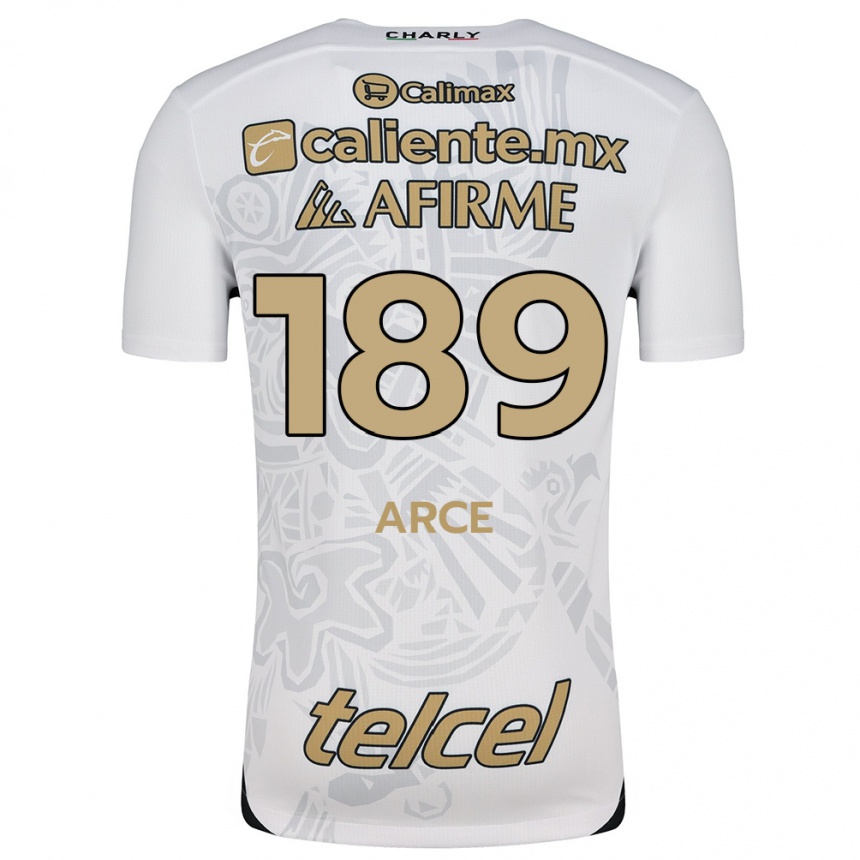 Kids Football Diego Arce #189 White Black Away Jersey 2024/25 T-Shirt Nz