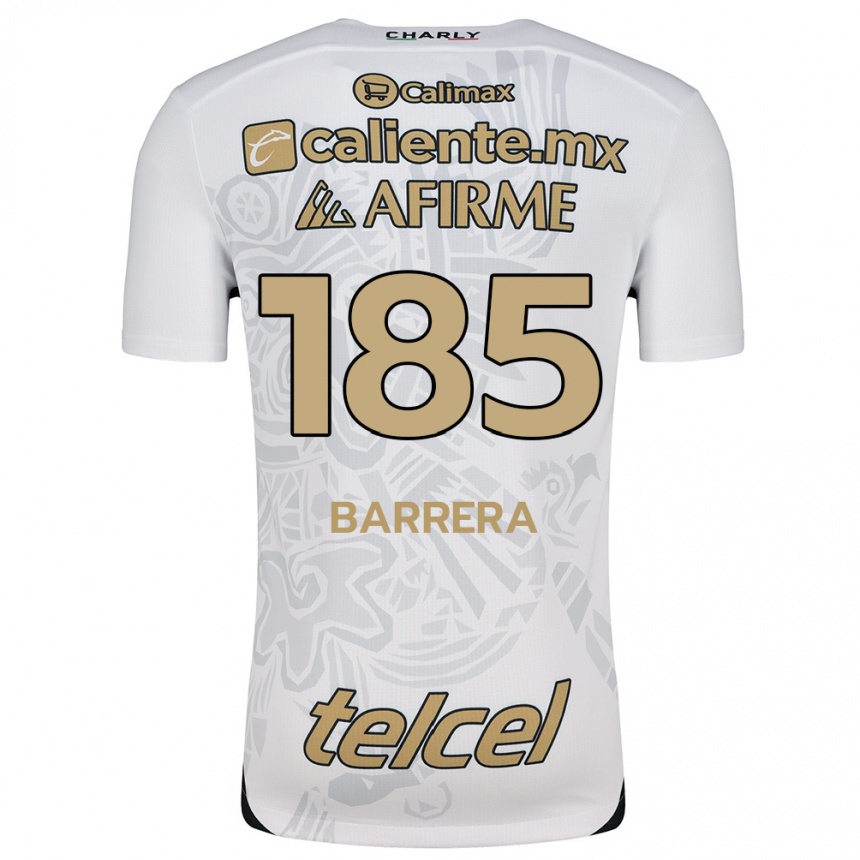 Kids Football Geonathan Barrera #185 White Black Away Jersey 2024/25 T-Shirt Nz