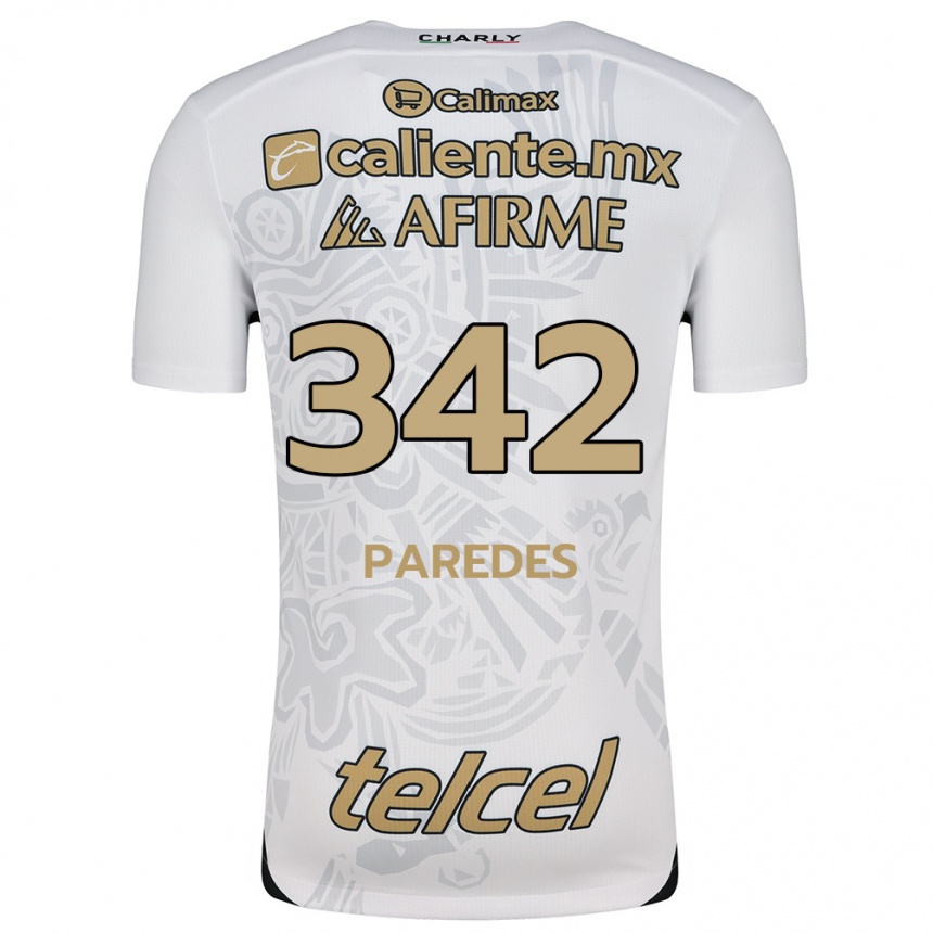 Kids Football Santiago Paredes #342 White Black Away Jersey 2024/25 T-Shirt Nz