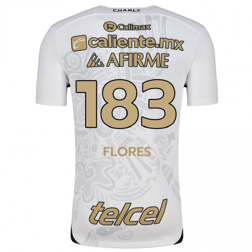 Kids Football Abraham Flores #183 White Black Away Jersey 2024/25 T-Shirt Nz