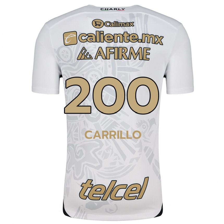 Kids Football Manuel Carrillo #200 White Black Away Jersey 2024/25 T-Shirt Nz