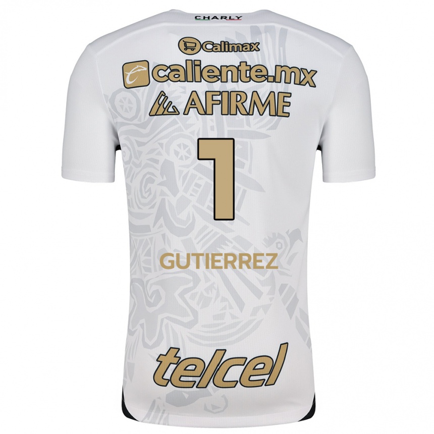 Kids Football Alejandra Gutiérrez #1 White Black Away Jersey 2024/25 T-Shirt Nz