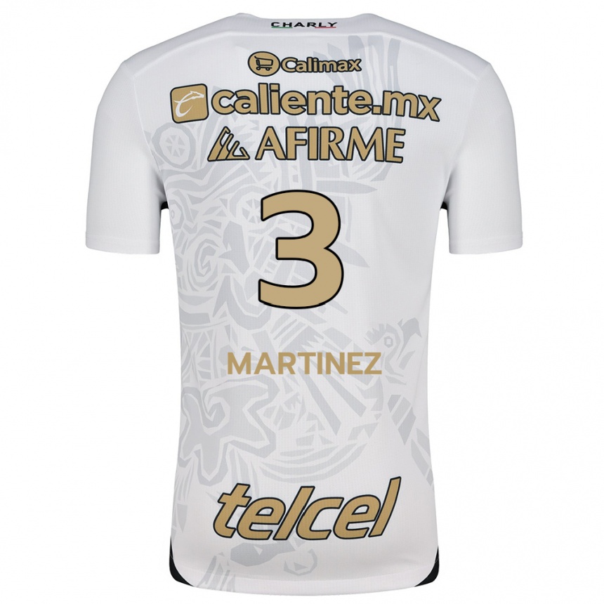 Kids Football Nathaly Martínez #3 White Black Away Jersey 2024/25 T-Shirt Nz