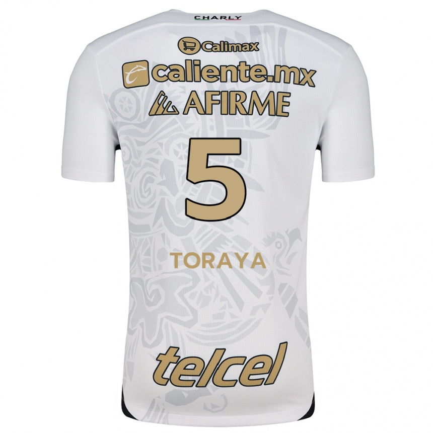 Kids Football Yadira Toraya #5 White Black Away Jersey 2024/25 T-Shirt Nz