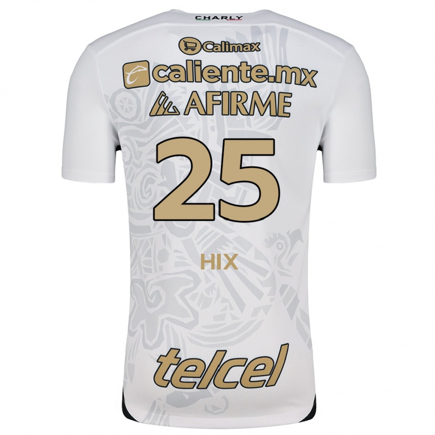 Kids Football Angelina Hix #25 White Black Away Jersey 2024/25 T-Shirt Nz