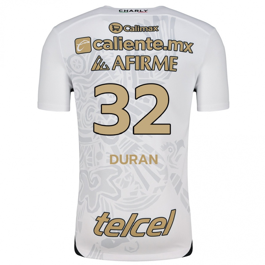 Kids Football Ailed Duran #32 White Black Away Jersey 2024/25 T-Shirt Nz