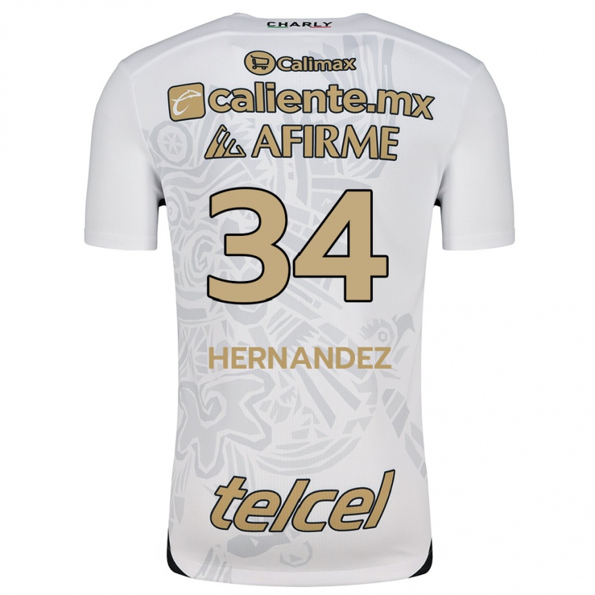 Kids Football Kimberly Hernández #34 White Black Away Jersey 2024/25 T-Shirt Nz