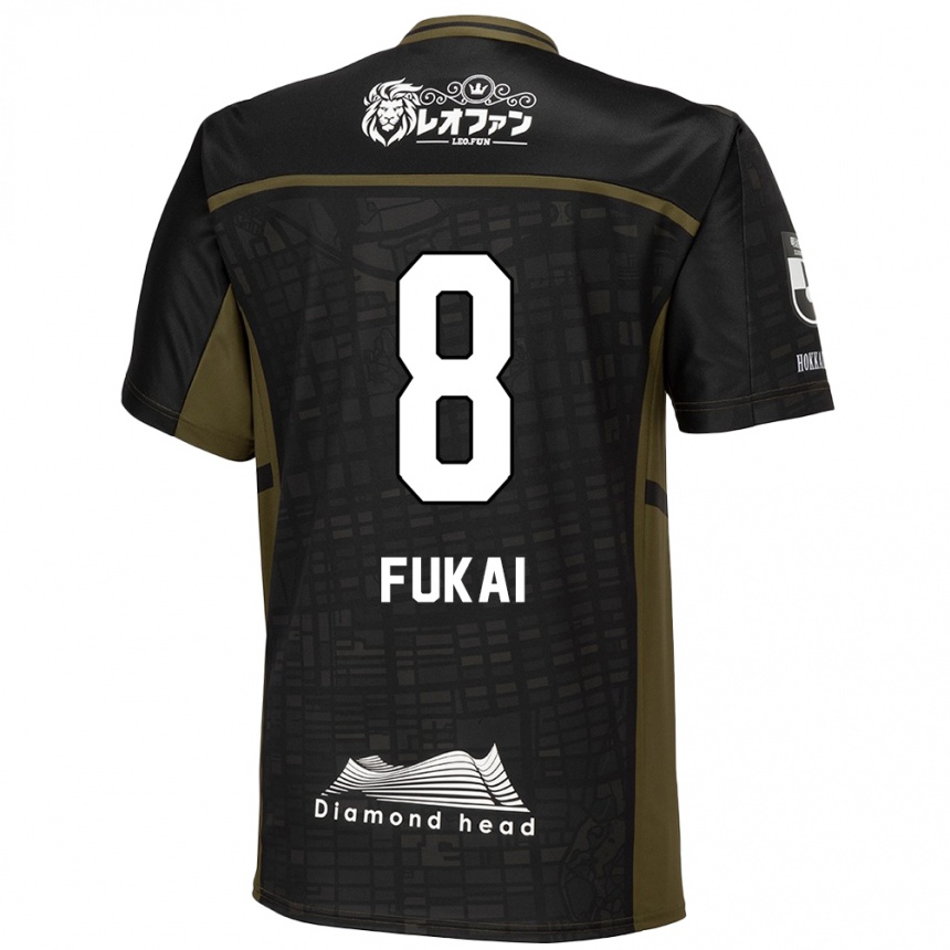 Kids Football Kazuki Fukai #8 Black Green Away Jersey 2024/25 T-Shirt Nz