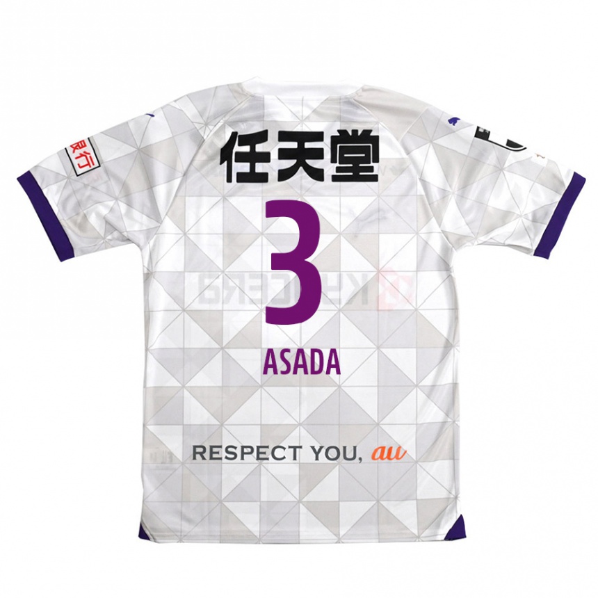 Kids Football Shogo Asada #3 White Purple Away Jersey 2024/25 T-Shirt Nz