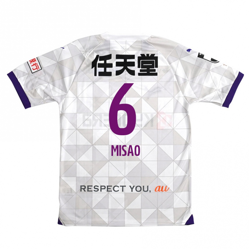 Kids Football Yuto Misao #6 White Purple Away Jersey 2024/25 T-Shirt Nz