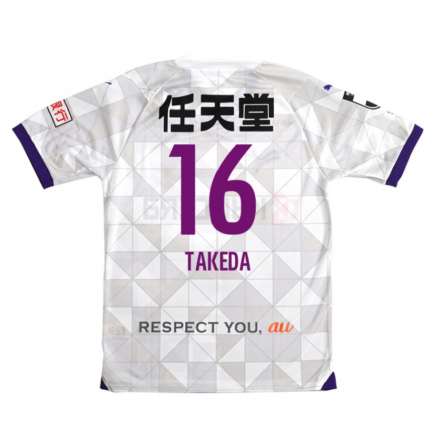 Kids Football Shohei Takeda #16 White Purple Away Jersey 2024/25 T-Shirt Nz