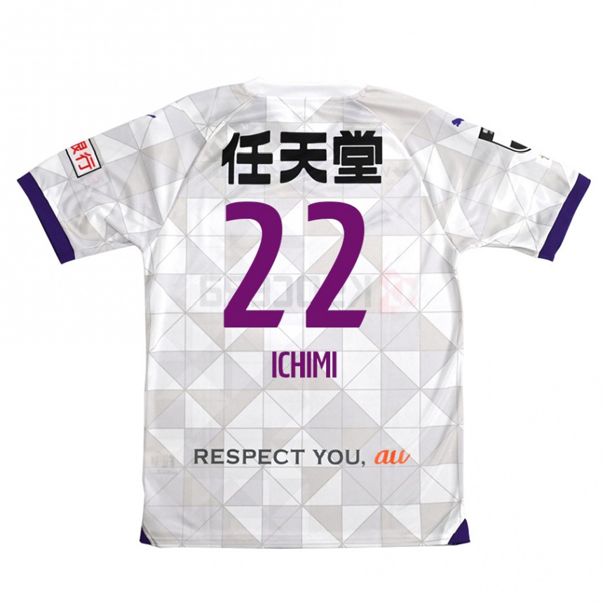 Kids Football Kazunari Ichimi #22 White Purple Away Jersey 2024/25 T-Shirt Nz