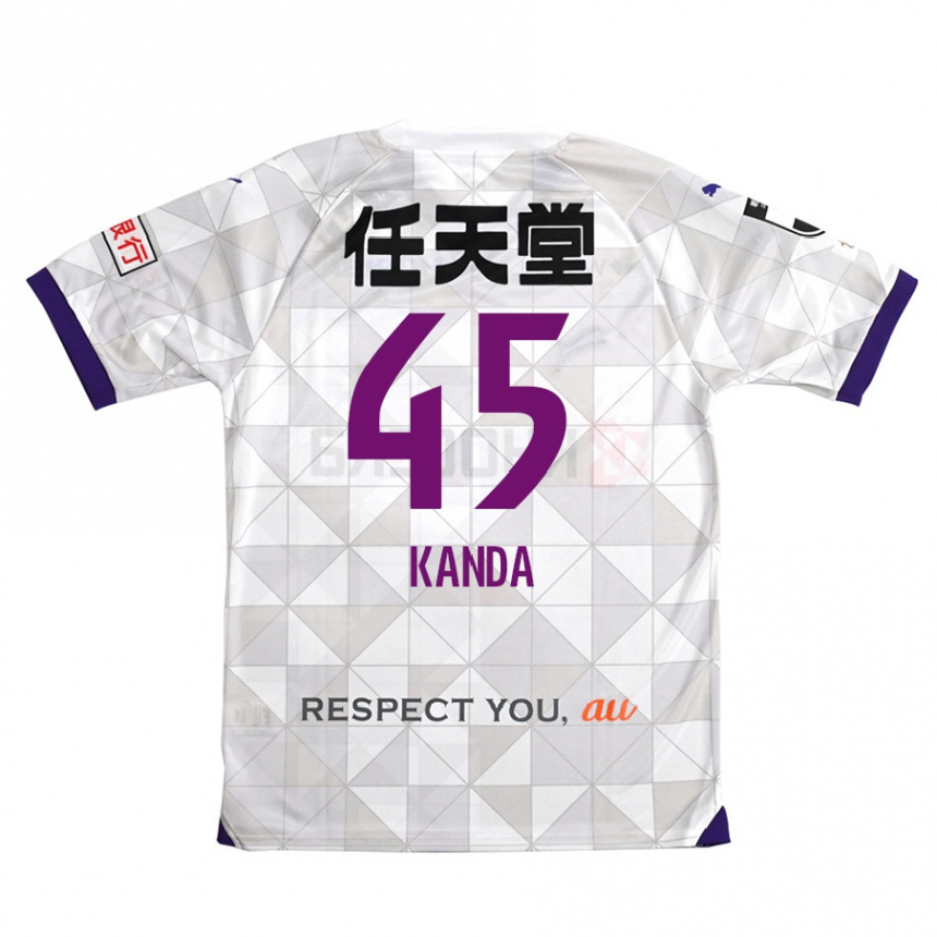 Kids Football Kotaro Kanda #45 White Purple Away Jersey 2024/25 T-Shirt Nz