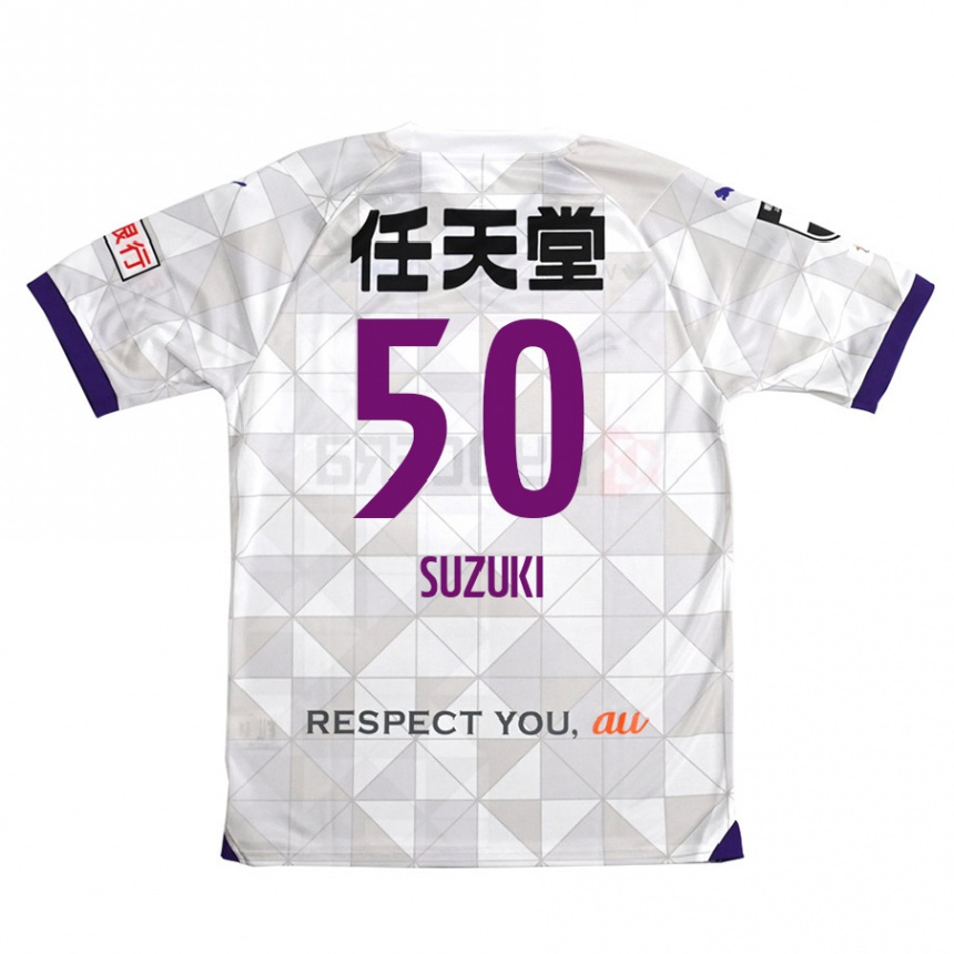 Kids Football Yoshinori Suzuki #50 White Purple Away Jersey 2024/25 T-Shirt Nz