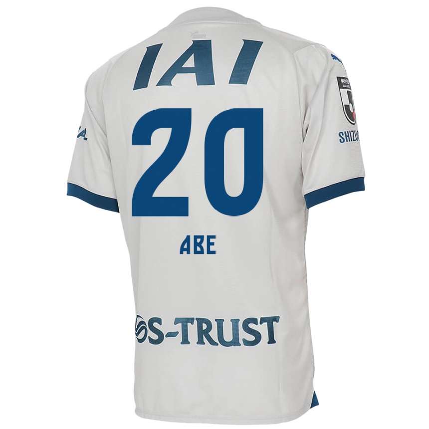 Kids Football Ryoya Abe #20 White Blue Away Jersey 2024/25 T-Shirt Nz