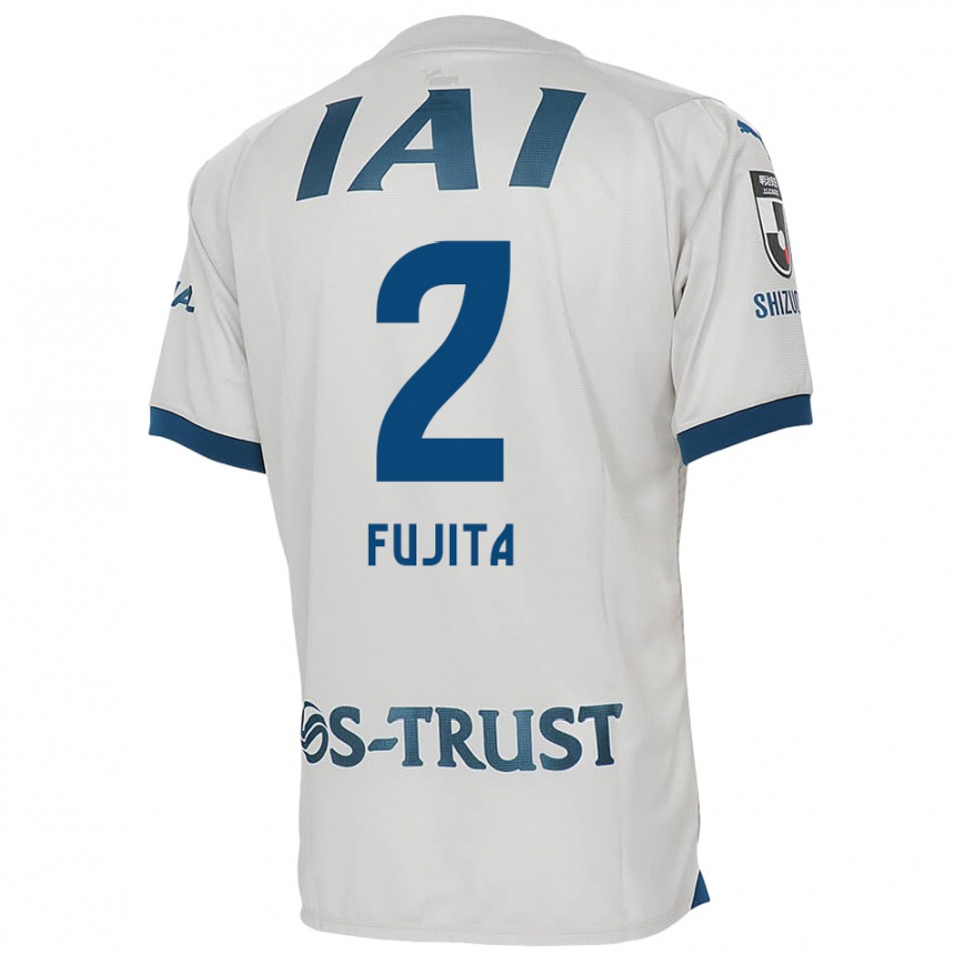 Kids Football Shunsuke Fujita #2 White Blue Away Jersey 2024/25 T-Shirt Nz