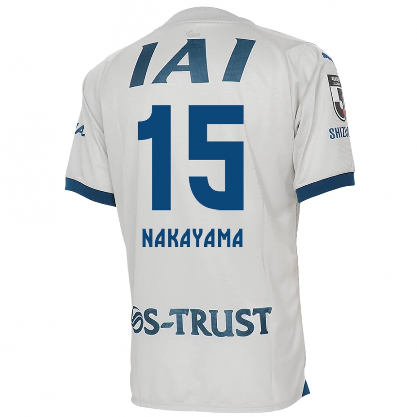 Kids Football Atsuki Nakayama #15 White Blue Away Jersey 2024/25 T-Shirt Nz