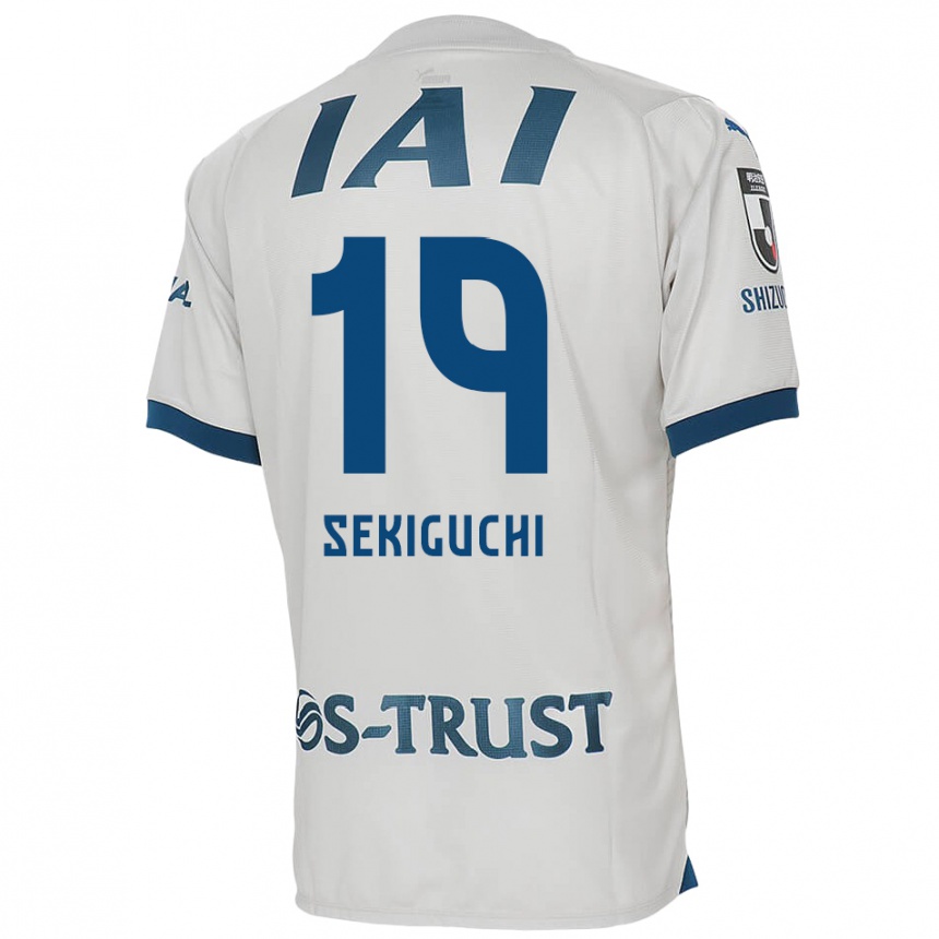 Kids Football Kota Sekiguchi #19 White Blue Away Jersey 2024/25 T-Shirt Nz