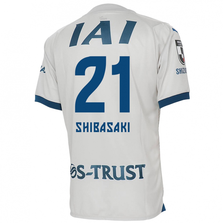 Kids Football Kaito Shibasaki #21 White Blue Away Jersey 2024/25 T-Shirt Nz